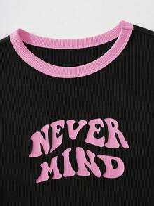 Comfortcana 大码女式休闲日常通勤时尚街头字母印花撞色包边短袖连体衣 - 彩色 - 查看 5