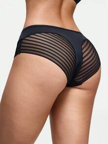 SHAPORA 1件装女士极简线条设计黑色内裤 - 黑色 - 查看 2