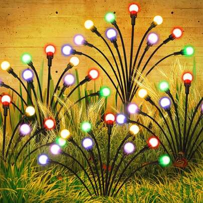 1pc 6/8/10 LED Solar-Powered Firefly Ground Light, Solar-Powered Outdoor Walkway Light, Waterproof Garden Landscape Light, Suitable For Patios, Walkways, Camping, Vacations, Wedding Parties Decorations [Solar].