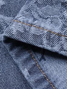 Dazy Plus 印花宽松直筒休闲牛仔裤，街头风，四季皆宜 - 中等水洗藍 - 查看 3