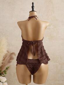 Bellisia Women's Lightweight Vacation Special Textured Fabric Burgundy Strapless Detachable Strap Mini Skirt Cute Camisole Bikini Top - Coffee Brown - View 2