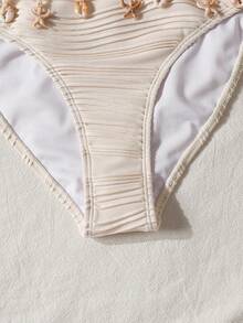 SHEIN Ensemble de bikini bandeau avec décoration de ruban en tissu spécial pour préadolescentes - Nude - Voir 3