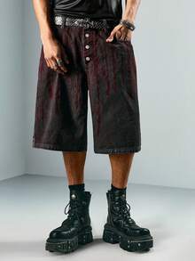 ROMWE MEN Goth Quần short denim nam dáng rộng 5 inch - màu đen - Xem 5