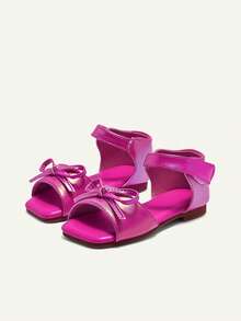 Cozy Pixies A Pair Of Children's Symphony Summer Bow Sweet Sandals, Suitable For Daily Wear, With Skirts, Weddings, Weekend Outings, Party Parties, Rose Red Fashion Princess Style Baby Sandals - Hot Pink - View 6