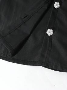 SHEIN 温柔优雅的风格——无袖藏蓝色翻领系带上衣，饰以珍珠纽扣，搭配舒适宽松的阔腿裤，时尚百搭的大女孩两件套！优雅的无袖上衣和裤子套装，更添小女孩的魅力。 - 黑色 - 查看 9