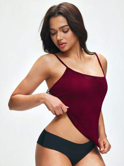 SHAPORA Shiny Minimalist Comfortable Camisole Casual Slim Fit Fashionable Women Sleepwear Top