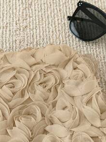 Franclia 女士浪漫玫瑰花刺绣铅笔裙，优雅约会之夜黑色迷你裙 - 卡其色 - 查看 3