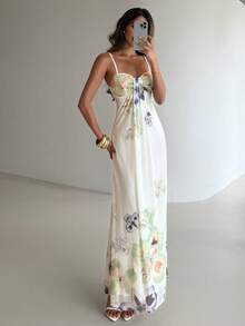 Aloruh Đầm hai dây xếp ly in hoa dành cho nữ, thích hợp cho kỳ nghỉ hè. - Nhiều màu - Xem 6