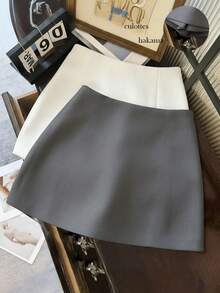 Franclia 优雅纯色半身裙，适合商务、通勤、浪漫复古、休闲街头风、约会、用餐、度假和聚会等场合。时尚性感的侧开衩设计，春夏必备。 - 灰色 - 查看 2