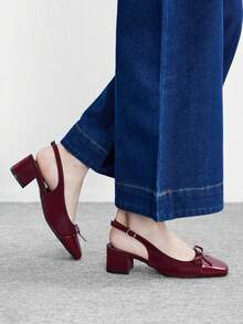CUCCOO BIZCHIC Women's Classic Black Heel Strap Flat Shoes, Fashion For Christmas Valentine's Day Spring Shoes - Bockendi Red - View 3