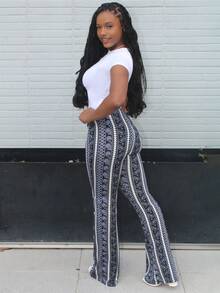 Steph T Women's Casual Geometric Print Leggings - Black - View 5