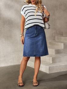 EMERY ROSE Women's Casual Daily A-Line Washed Denim Mini Skirt, Summer - Blue - View 7