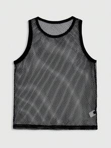 FeverCity Men's Sexy Fashion Street Mesh Loose Tank Top, Summer - Black - View 5