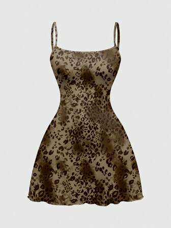 Y2K Robe mini vintage à imprimé léopard sexy dos nu, tie-dye, convient pour les festivals de musique au printemps/été