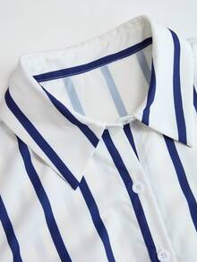 Franclia Women's Elegant Commuter Casual Striped 2 Pieces Set - Blue - View 8