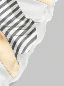 ROMWE Grunge Punk Y2K Retro Cartoon Girl Graphic Striped Long Hair Mini Dress With Japanese Slogan - White - View 4