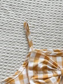 SHEIN Vintaside Kids 女童时尚优雅可爱休闲纯红色无袖中长连衣裙，舒适梭织面料，饰有3D超大蝴蝶结，春夏新品，适合生日派对、日常穿着、户外活动和度假。 - 黃色 - 查看 6