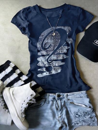 Glimmora Y2K Women's Question Mark & Letter Graphic Comfortable Colorful Crew Neck Casual Streetwear Top, Suitable For Daily Streetwear