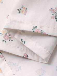 Dazy Kids 少女碎花泡泡袖撞色蕾丝休闲衬衫 - 白色 - 查看 8