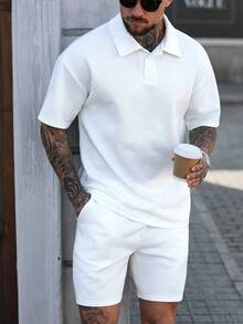 Manfinity CasualCool 男士纹理休闲短袖 Polo 衫套装 男士休闲两件套 白色两件套短裤套装 白色两件套 白色 Polo 短裤套装 男士夏季两件套短裤套装，适合周末旅行、户外活动、探险旅行、轻松的工作环境或半正式场合，可作为男友/丈夫礼物、周年纪念/生日礼物、派对、暑假、新年、婚礼、情人节等场合穿着。男士白色两件套裤装 男士夏季运动服两件套 白色 - 白色 - 查看 7