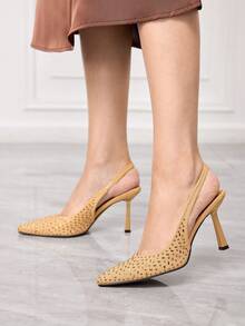 Sleekvia Women's Fashionable Elegant Pointed High Heel Pump Shoes With Rhinestone Design Spring Shoes Spring Break Easter Prom Heels For Christmas - Gold - View 5