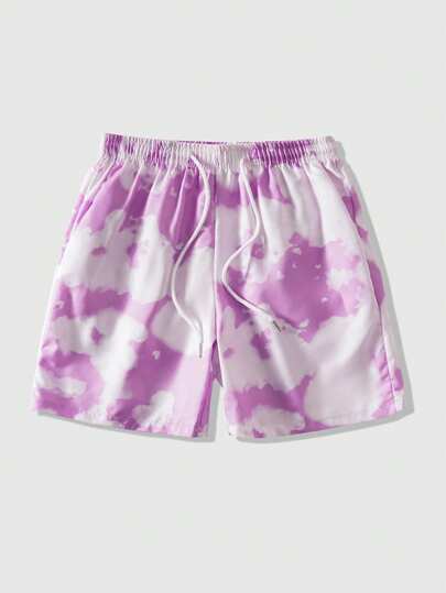 ROMWE MEN Street Life Men's Tie-Dye Drawstring Waist Casual Versatile Daily Wear Shorts
