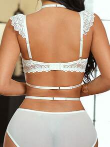 3pcs/Set Lace Underwire Sexy Lingerie Set For Women - White - View 2