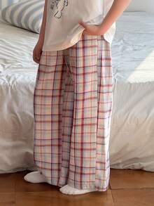 DAZY Tween Boy Plaid Wide Leg Loose Fit Lounge Pants - Multicolor - View 2