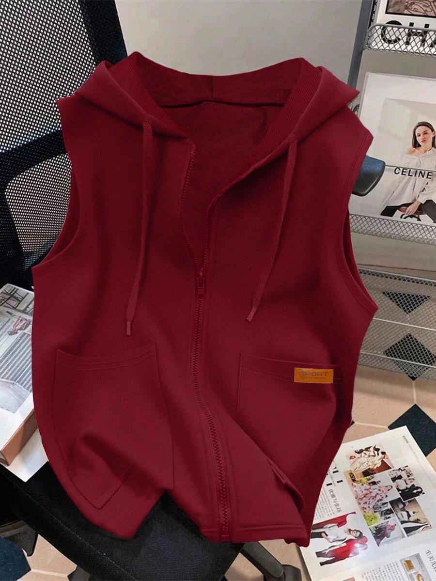 GlowEve 女士时尚轻薄叠穿卫衣，春夏新品 - 酒紅色 - 查看 1