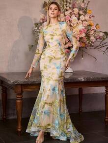 MOTF Soiréza WOMEN'S MESH EMBROIDERED MERMAID FORMAL DRESS - Multicolor - View 6