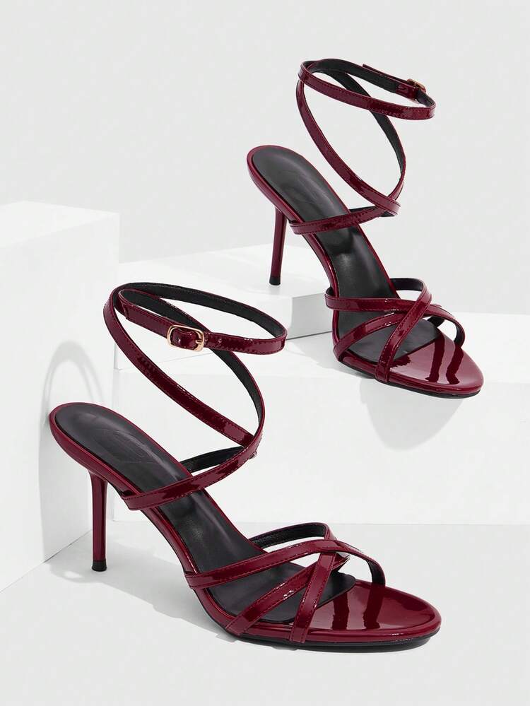 CUCCOO SZL Women Shoes Women's High Heel Sandals Multiple Cross Straps Round Toe Thin Heel High Heel Foot Ring Lace Up Commuter Fashion Temperament High Heel Sandals