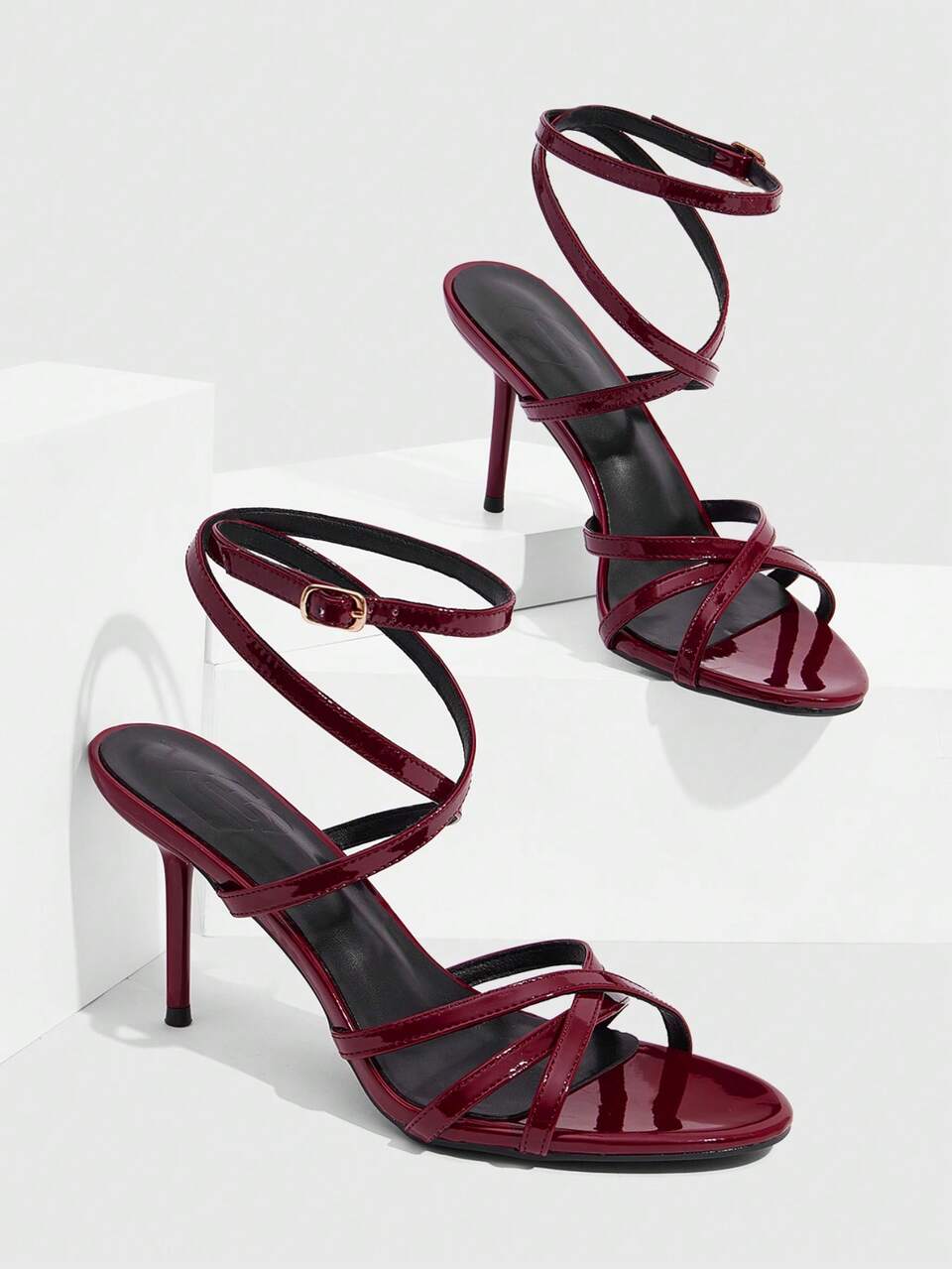 CUCCOO SZL Women Shoes Women's High Heel Sandals Multiple Cross Straps Round Toe Thin Heel High Heel Foot Ring Lace Up Commuter Fashion Elegant High Heel Sandals Summer