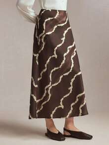 BizChic Chân váy đuôi cá màu nâu cà phê in họa tiết lượn sóng với khóa kéo ẩn, đa năng cho mùa xuân/hè, phù hợp cho lễ Phục sinh, ngày Thánh Patrick, đi làm, mặc hàng ngày, phong cách thường ngày, lãng mạn retro thập niên 90, dự tiệc, đi biển, lễ tốt nghiệp, kỳ nghỉ, khách dự đám cưới, phù dâu, chủ nhà. - màu nâu - Xem 5