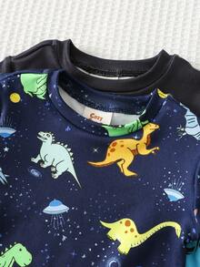 Cozy Pixies 4件套男婴卡通动物夜光圆领长袖上衣和松紧腰长裤贴身睡衣套装 - 彩色 - 查看 5