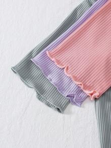 3pcs/Set Cute Cherry Peter Pan Collar Short Sleeve Top And Pants Girls Casual Comfortable Pajamas/Loungewear, Random Assortment - Multicolor - View 4