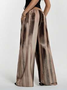 SHEIN ICON 女士动物纹理豹纹直筒休闲裤，性感低腰 - 彩色 - 查看 4