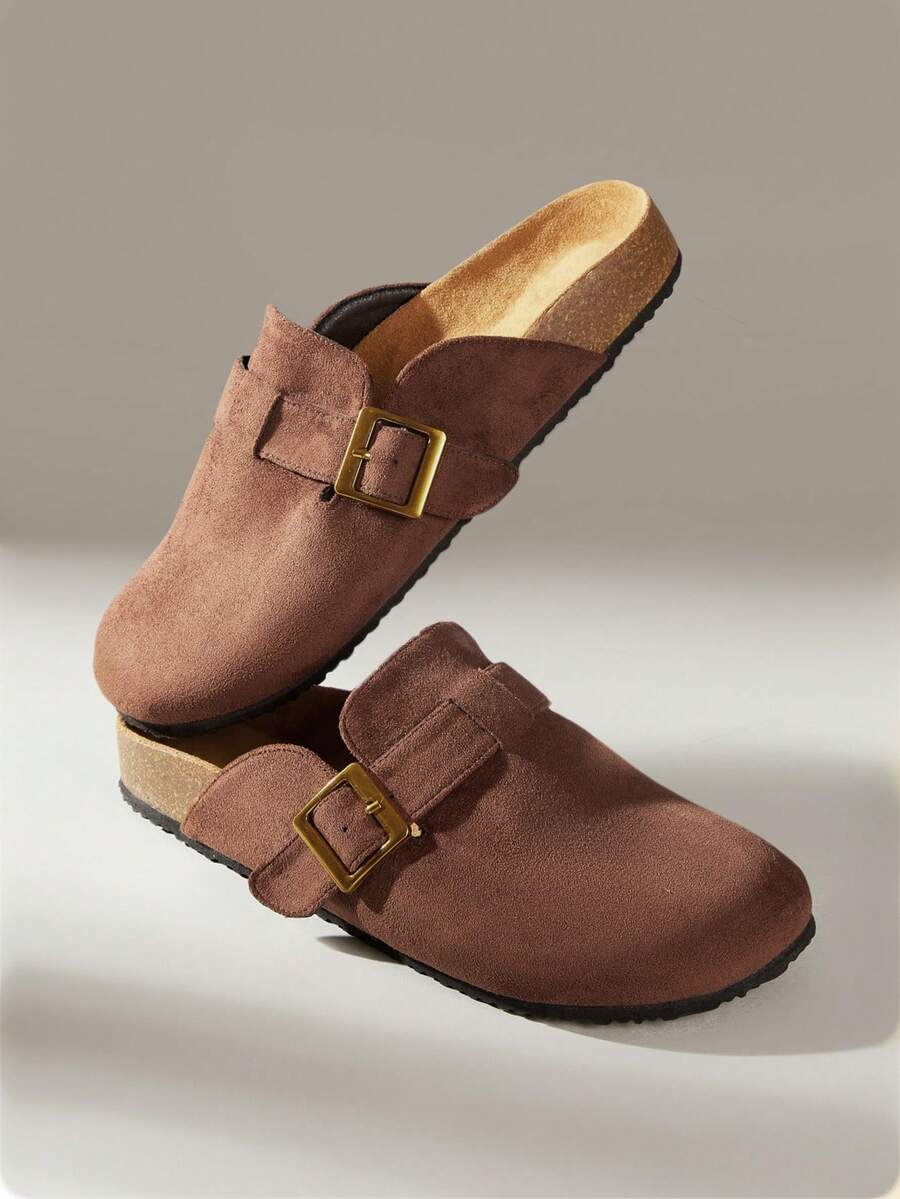 Solecia 女士搭扣设计休闲百搭平底鞋 - 咖啡棕 - 查看 1