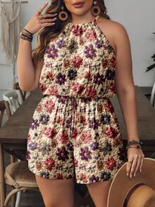 SHEIN VCAY Mono sin mangas con estampado floral de talla grande - Multicolor - Ver 3