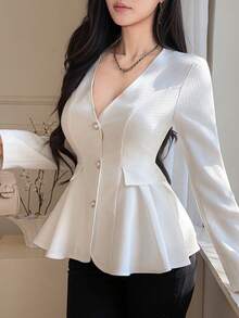 Women's White Jacket, Shiny, Elegant For Casual, Party, Wedding, Spring/Summer - White - View 6