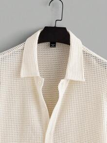 VIVINTIMO Men's Waffle Texture Short Sleeve Button-Front Casual Shirt Set, Summer - Multicolor - View 3