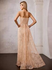 MOTF Soiréza WOMEN'S LACE BANDEAU DRESS, SUITABLE FOR SPRING/SUMMER OCCASIONS - Pink - View 4