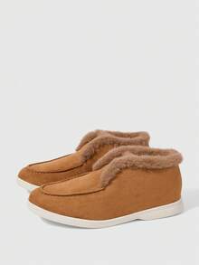 Sleekvia Women's Plush Lining Casual Versatile Flat Shoes Valentine's Day - Camel - View 7