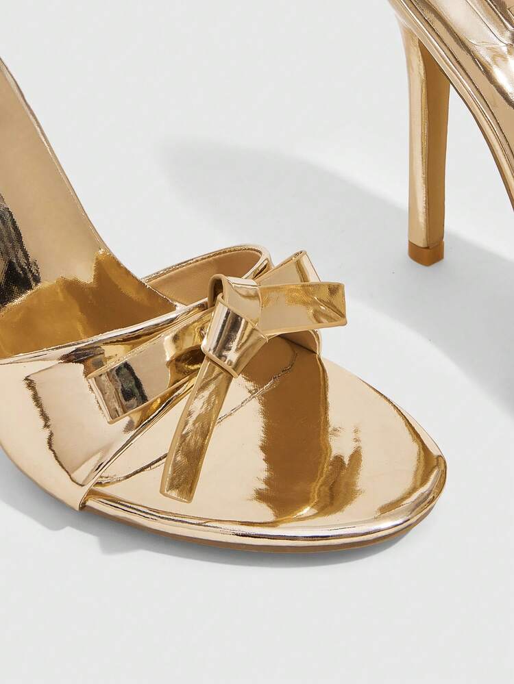 CUCCOO SZL Sandalias de tacón alto de fiesta con punta abierta y lazo elegante para mujer