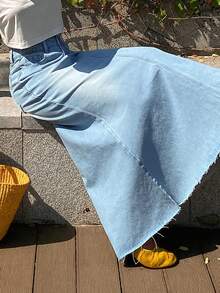 DAZY Women's Loose Casual Denim Skirt, Stylish Design For Spring And Summer Vacation - Blue - View 6