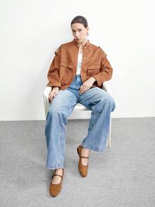 CUCCOO BIZCHIC 女士优雅休闲平底鞋 - 棕色 - 查看 6