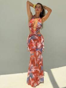 Aloruh Đầm ôm sát gợi cảm hở lưng với dây đan chéo, lý tưởng cho kỳ nghỉ hè. - Bụi hồng - Xem 4