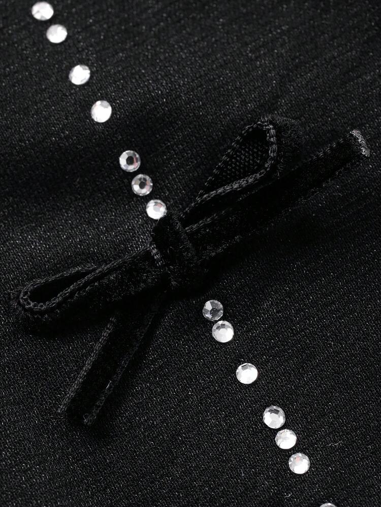 Women's Fashion Sexy Rhinestone Bow Decor Mesh Leggings