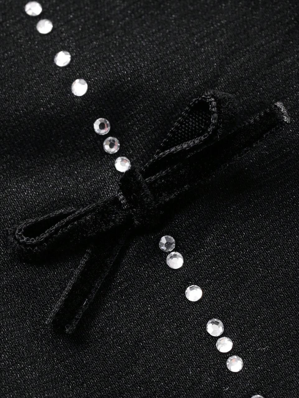 Women's Fashion Sexy Rhinestone Bow Decor Mesh Leggings