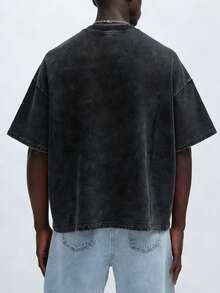 Manfinity Hypemode 男士极简印花短袖T恤 - 黑色 - 查看 2