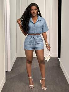 Slaydiva New Women's Denim Shorts With Embossed Slanted Pockets, Casual And Versatile. Light Blue Denim Shorts, Y2K Style, Fashionable Street Style, Suitable For Everyday Wear And Music Festival Outfits. - Black - View 5